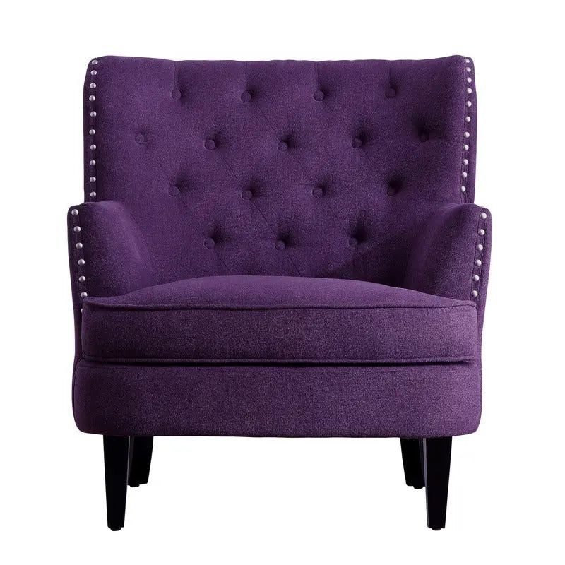 Moser Bay Mignon Velvet / Linen 30 Wide Tufted Wingback Accent Chair