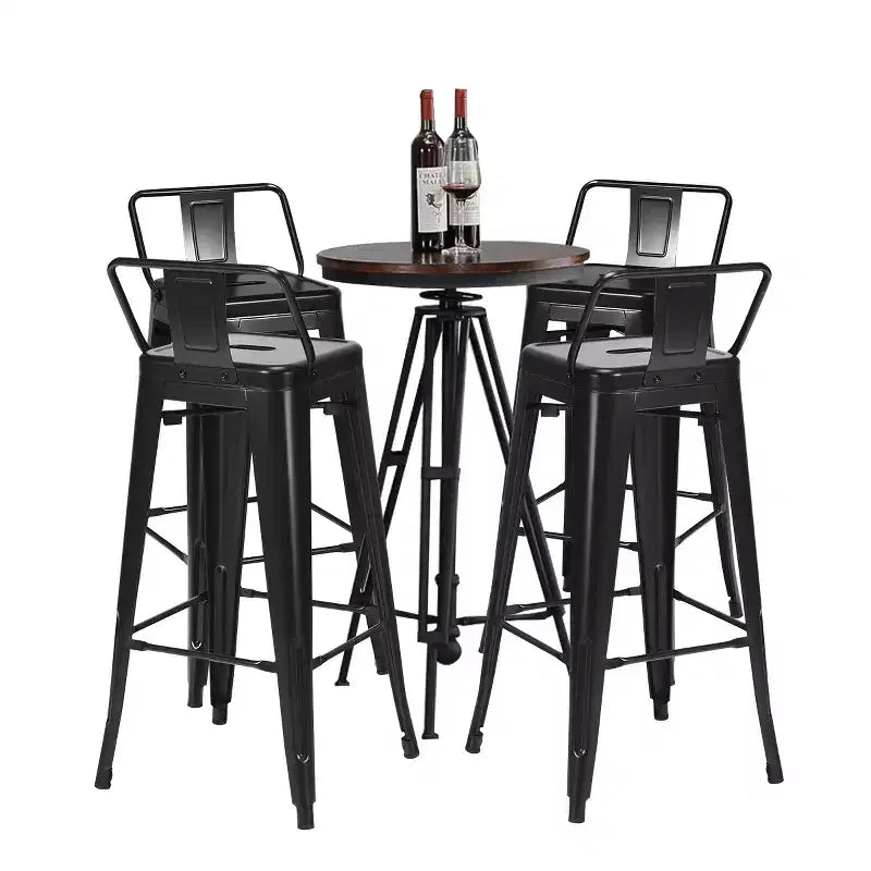Costway Set of 4 Metal Bar Stools 30 Bar Height Barstools Industrial W/ Low Back Steel