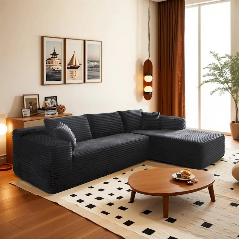 Modern Upholstery Chaise Sofa with Pillows for Living Room