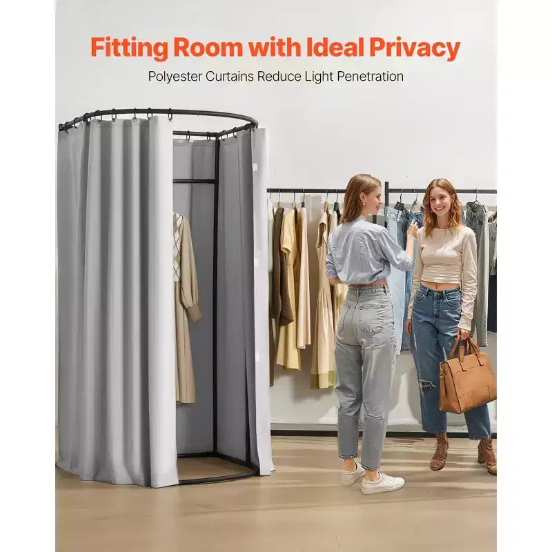 VEVOR Fitting Room, Dressing Room with Thick Polyester Curtains, Privacy Space with Shading Curtain and a Hook, 39 x 37 x 79 in, Gray
