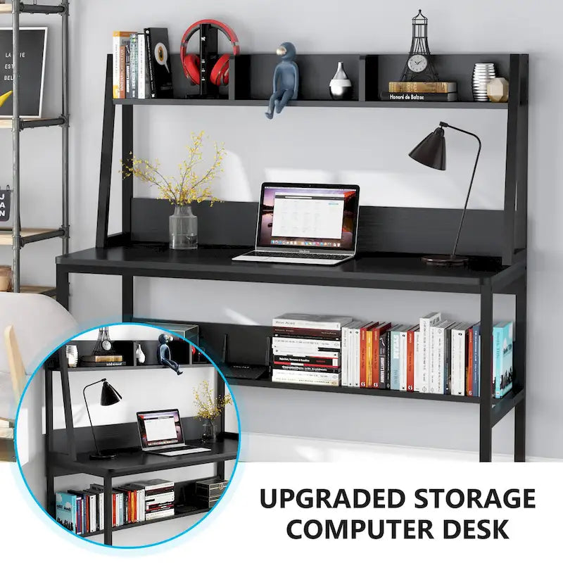 47 Inch Modern Computer Desk with Hutch and Bookshelf