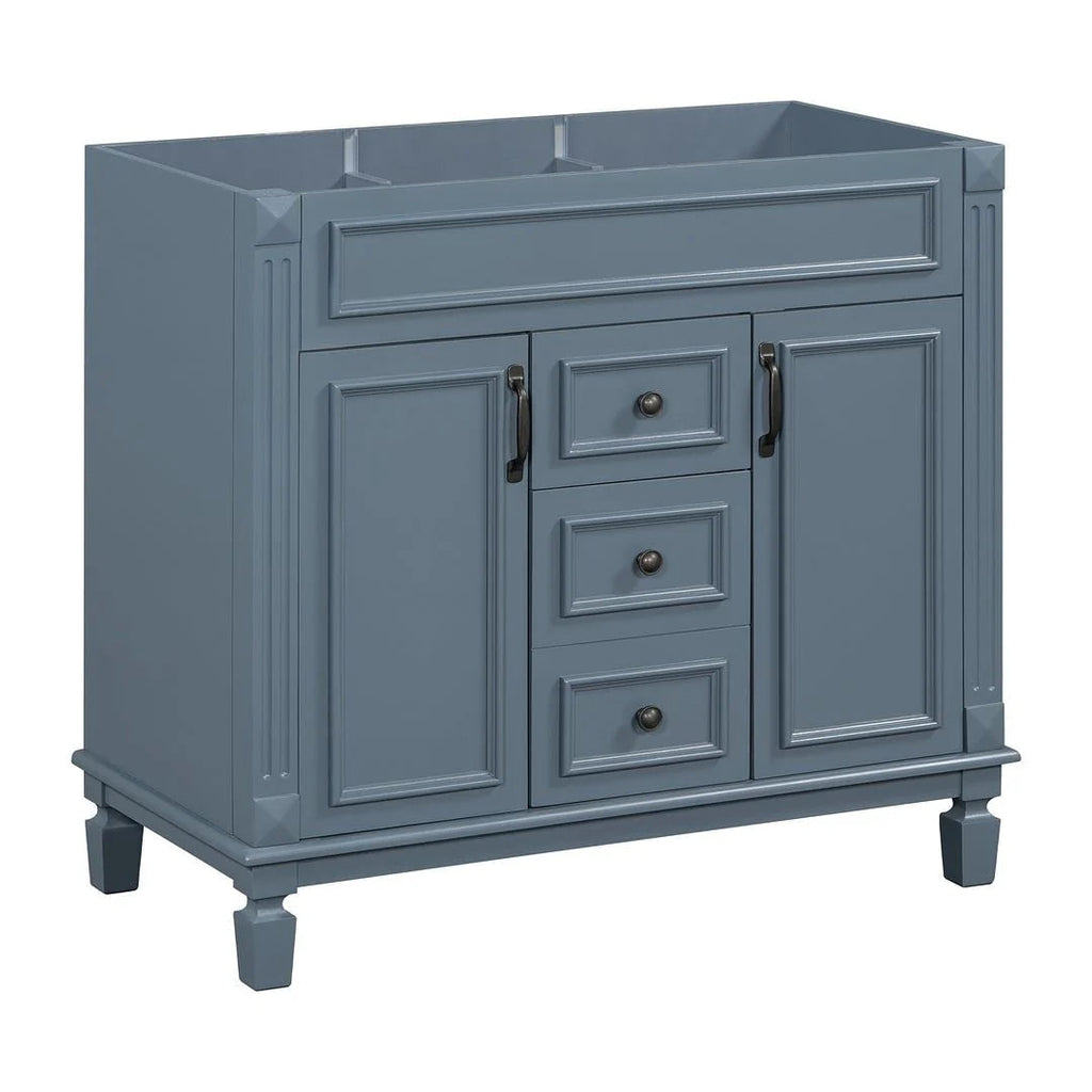 36 Modern Bathroom Vanity with Top Sink and Mirror Cabinet,2 Doors and 2 Drawers