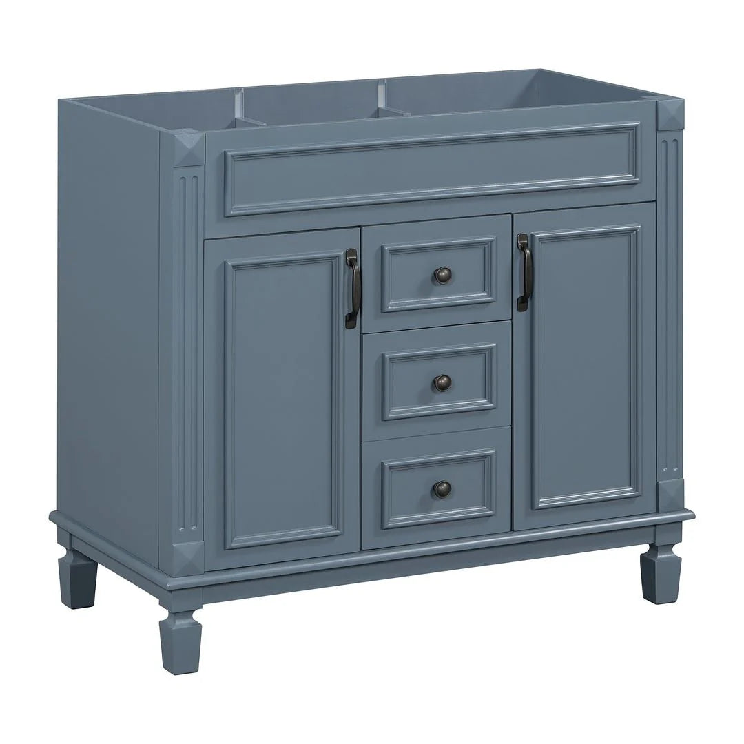 36 Modern Bathroom Vanity with Top Sink and Mirror Cabinet,2 Doors and 2 Drawers