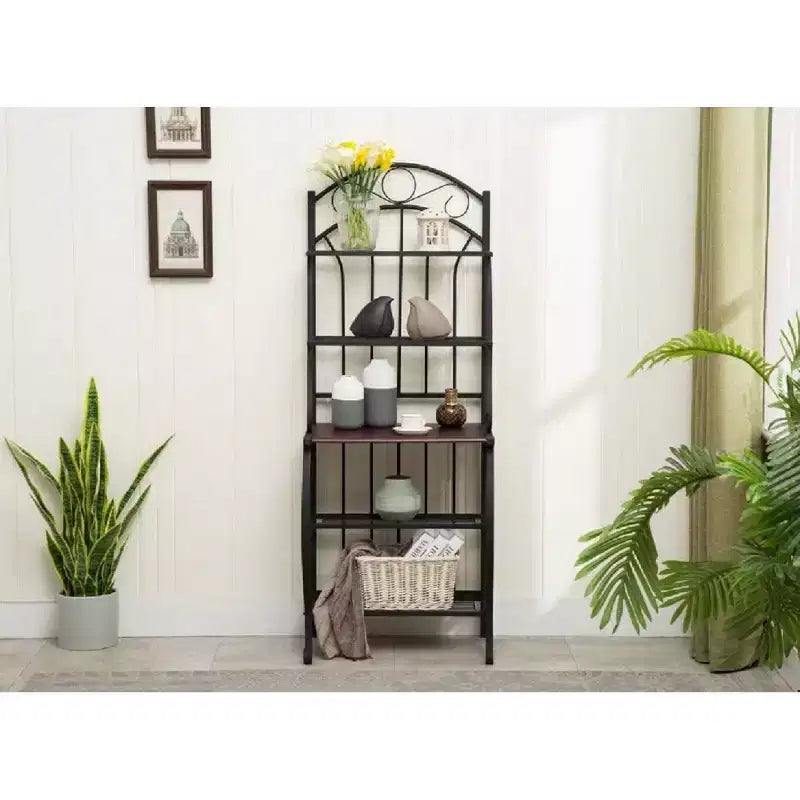 Valencia Baker Rack Storage Unit Metal/Black - Boraam Industries: Scandinavian Style, 5 Shelves, Powder-Coated Finish