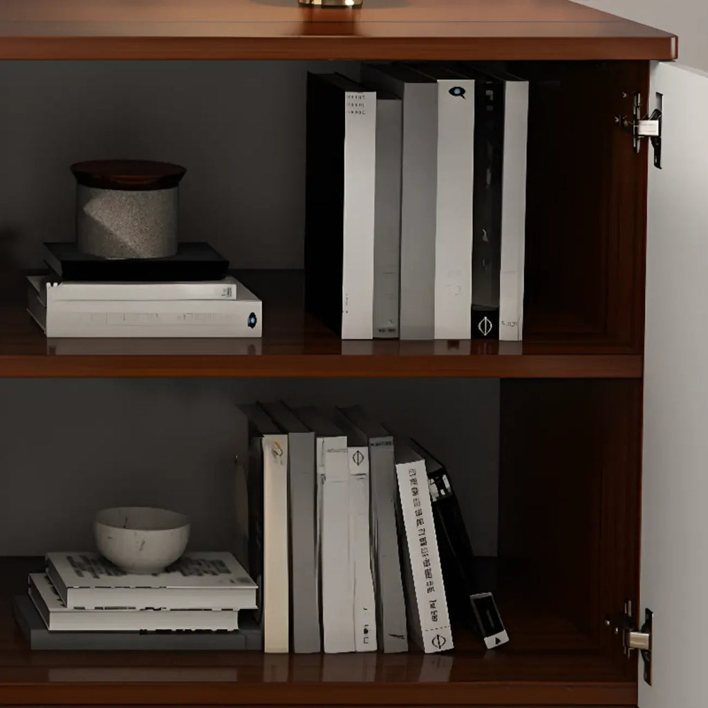 Modern White Wooden TV Stand with Storage and Cable Management