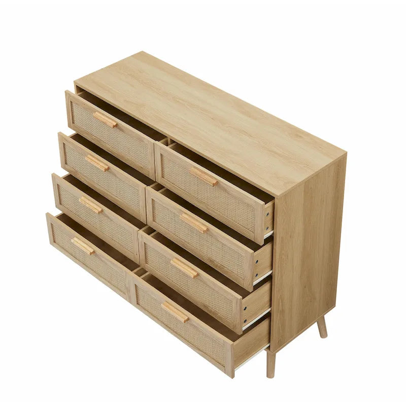 Bedroom Dresser with Rattan Fronts
