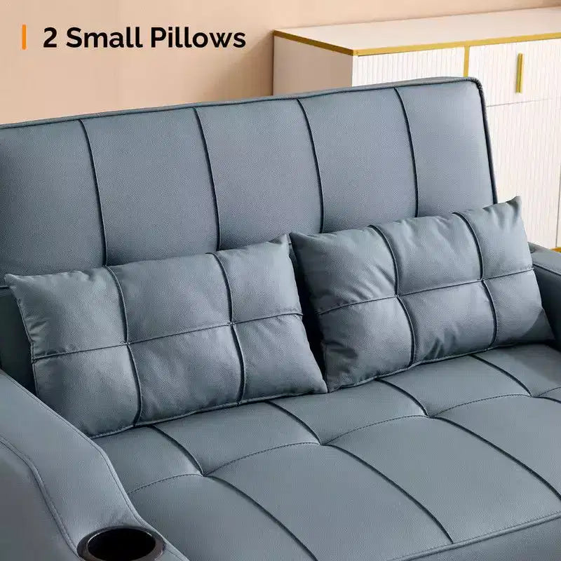Upholstered Cats Claw Leather Convertible Reclining Sleeper Sofa Bed With Cushions For Small Spaces