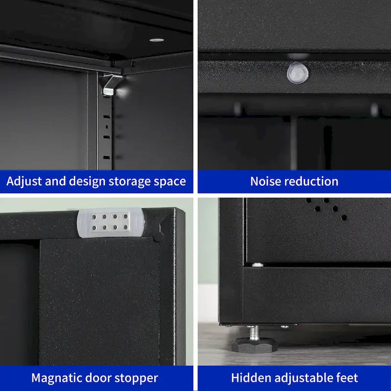 Armoire haute de rangement avec 2 portes et 4 compartiments