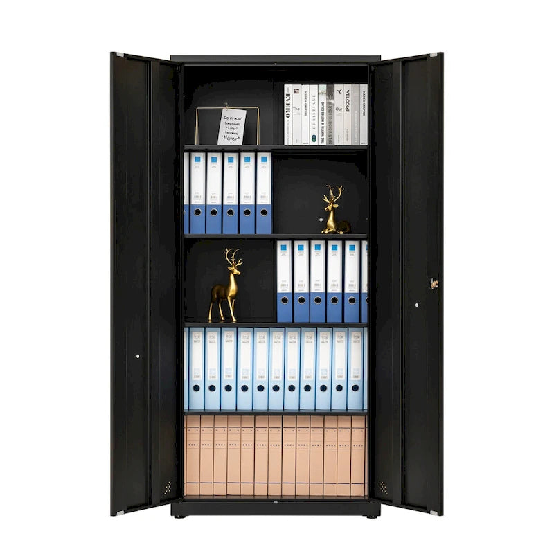Armoire haute de rangement avec 2 portes et 4 compartiments