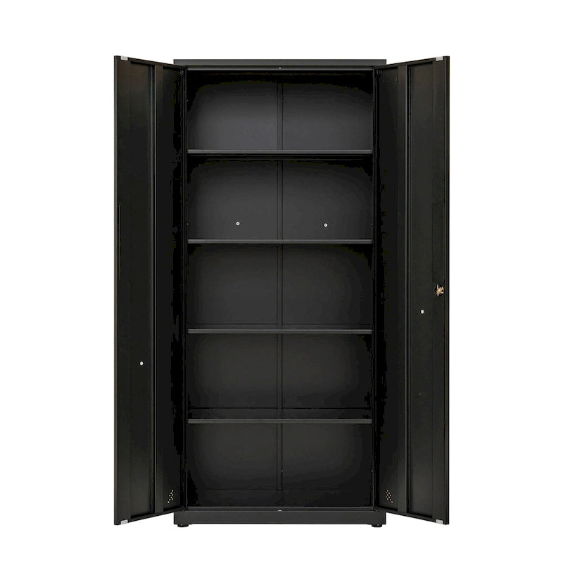 Armoire haute de rangement avec 2 portes et 4 compartiments