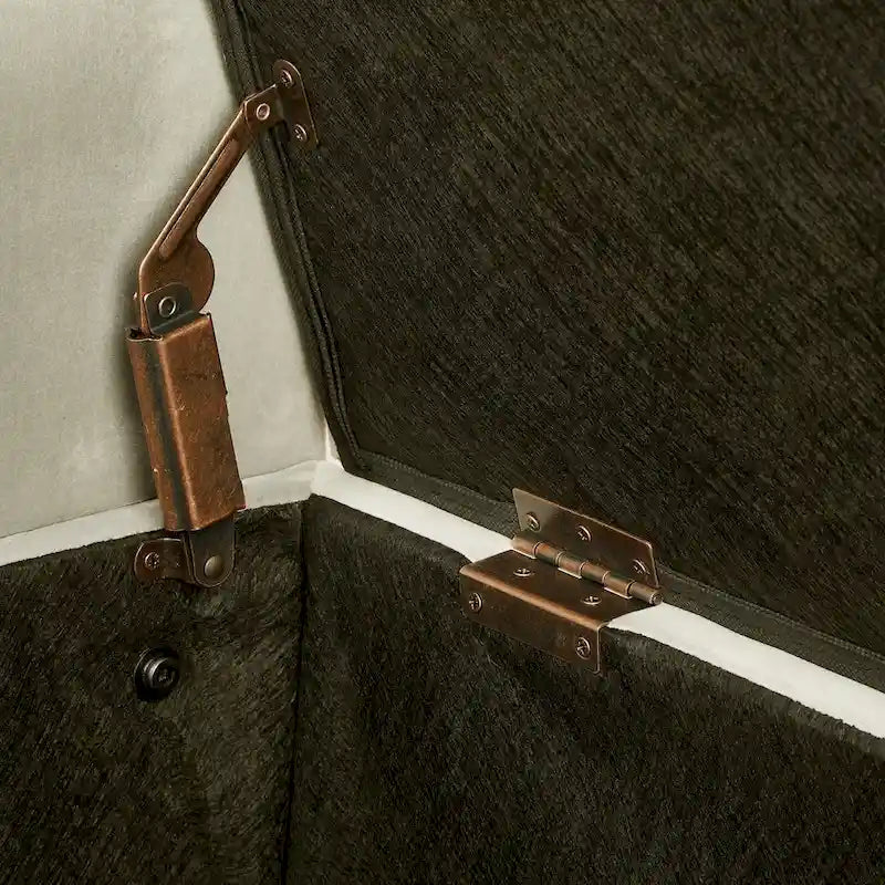 Banc de rangement capitonné avec garniture cloutée, Siège rembourré moelleux avec accoudoirs pour entrée/salon, Banc de bout de lit - Crème
