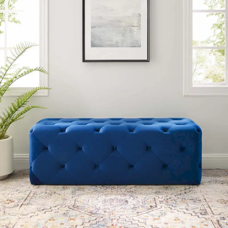 Banquette d'entrée en velours capitonnée de 48 pouces