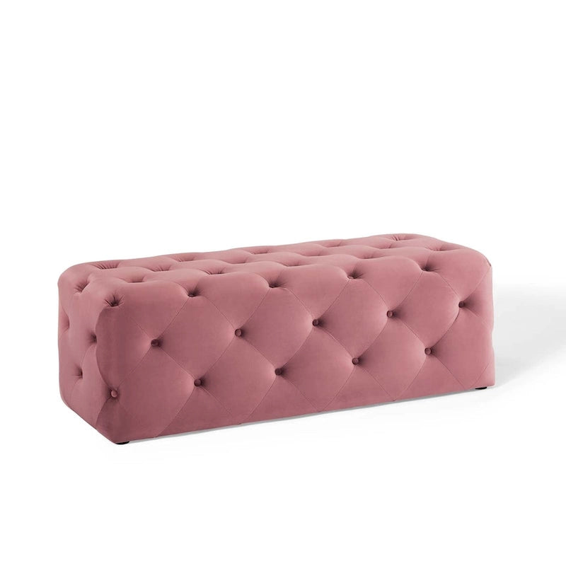 Banquette d'entrée en velours capitonnée de 48 pouces