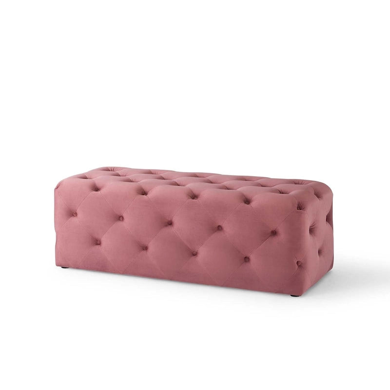 Banquette d'entrée en velours capitonnée de 48 pouces