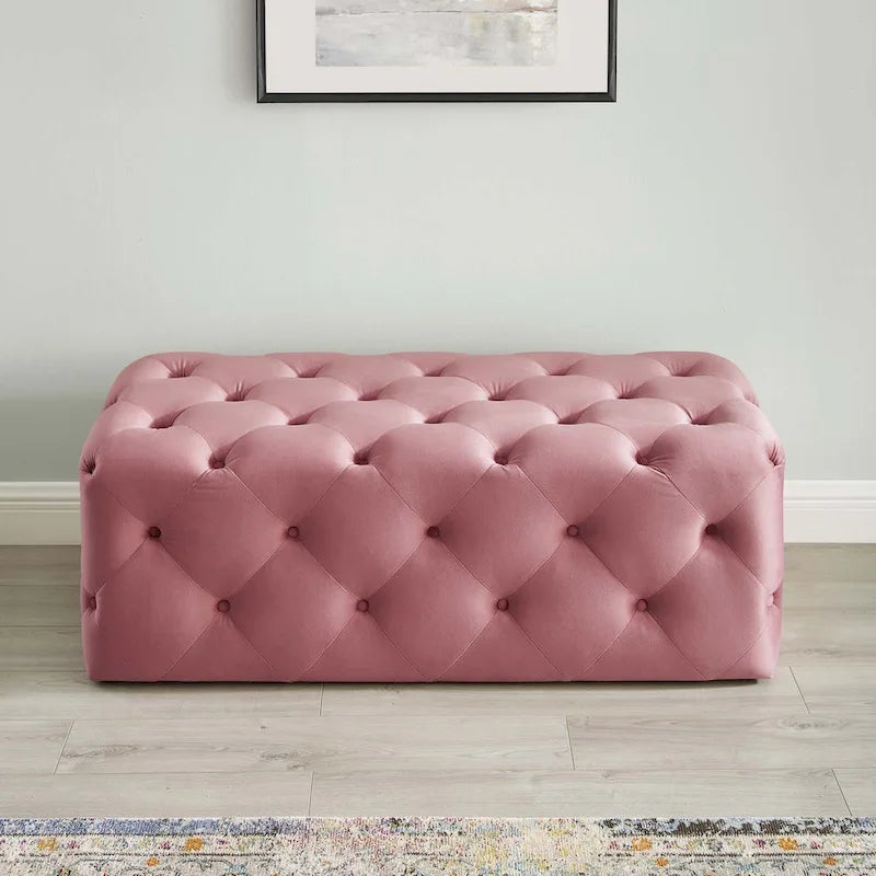 Banquette d'entrée en velours capitonnée de 48 pouces