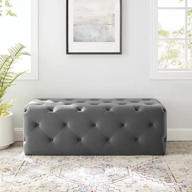 Banquette d'entrée en velours capitonnée de 48 pouces