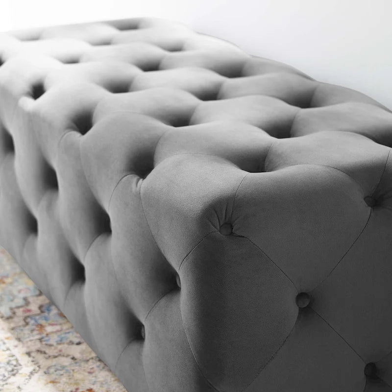 Banquette d'entrée en velours capitonnée de 48 pouces