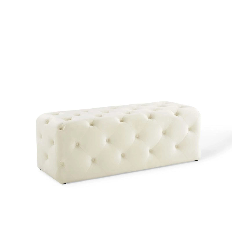Banquette d'entrée en velours capitonnée de 48 pouces