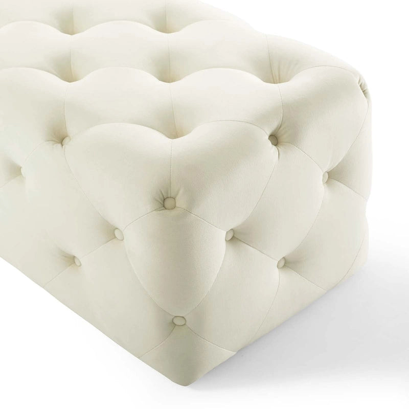 Banquette d'entrée en velours capitonnée de 48 pouces
