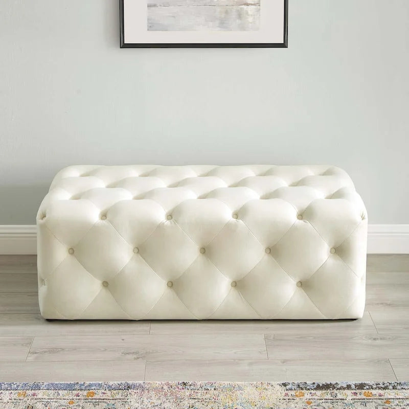 Banquette d'entrée en velours capitonnée de 48 pouces
