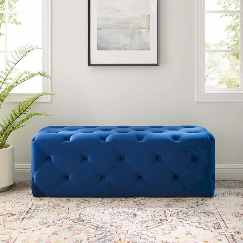 Banquette d'entrée en velours capitonnée de 48 pouces