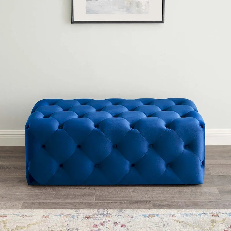 Banquette d'entrée en velours capitonnée de 48 pouces