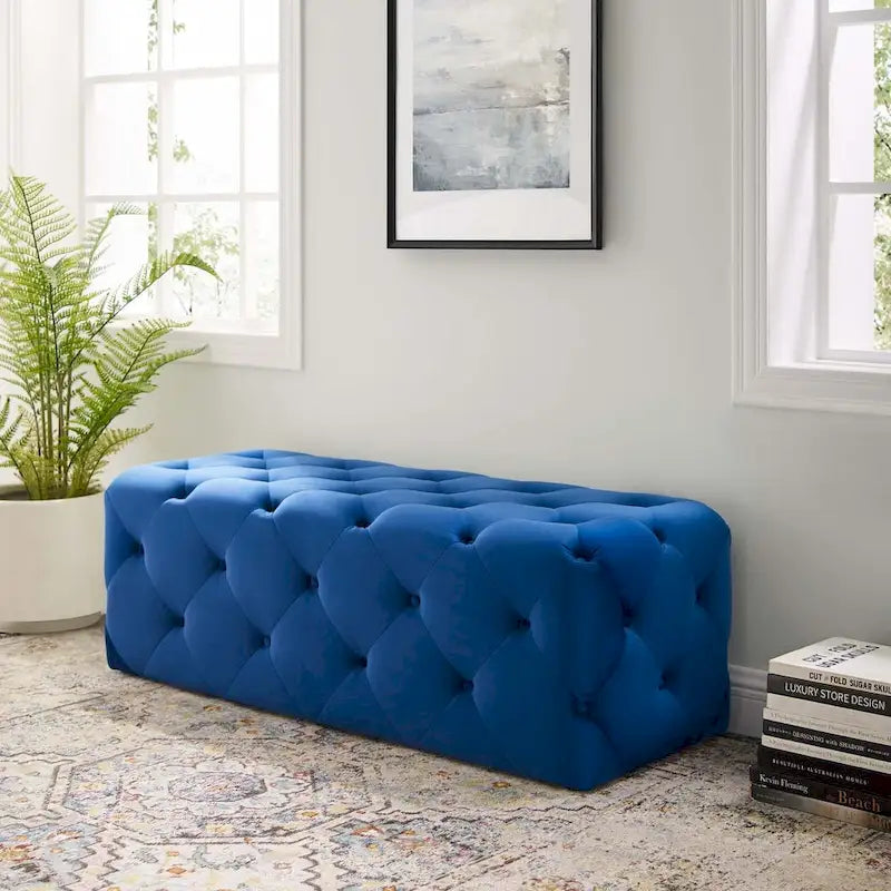 Banquette d'entrée en velours capitonnée de 48 pouces
