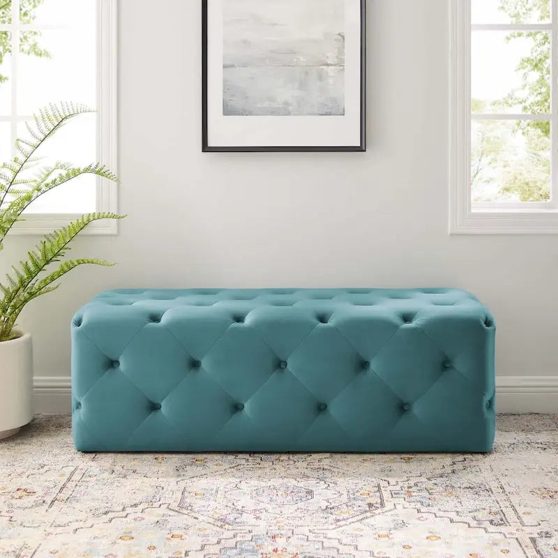 Banquette d'entrée en velours capitonnée de 48 pouces
