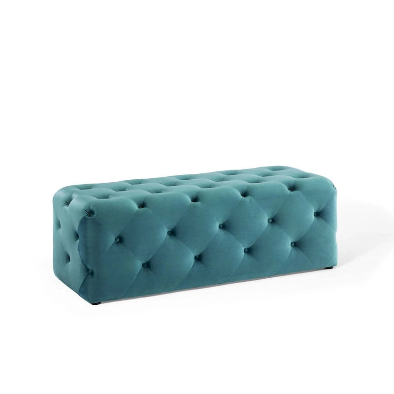 Banquette d'entrée en velours capitonnée de 48 pouces