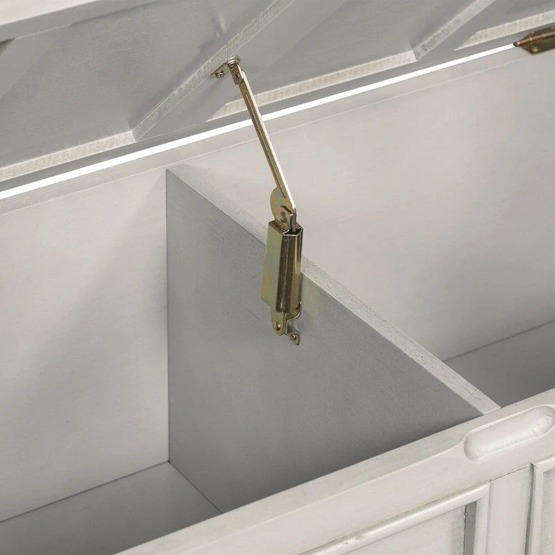 Banc de rangement multifonctionnel en bois massif, style rustique, pour entrée, 42 po