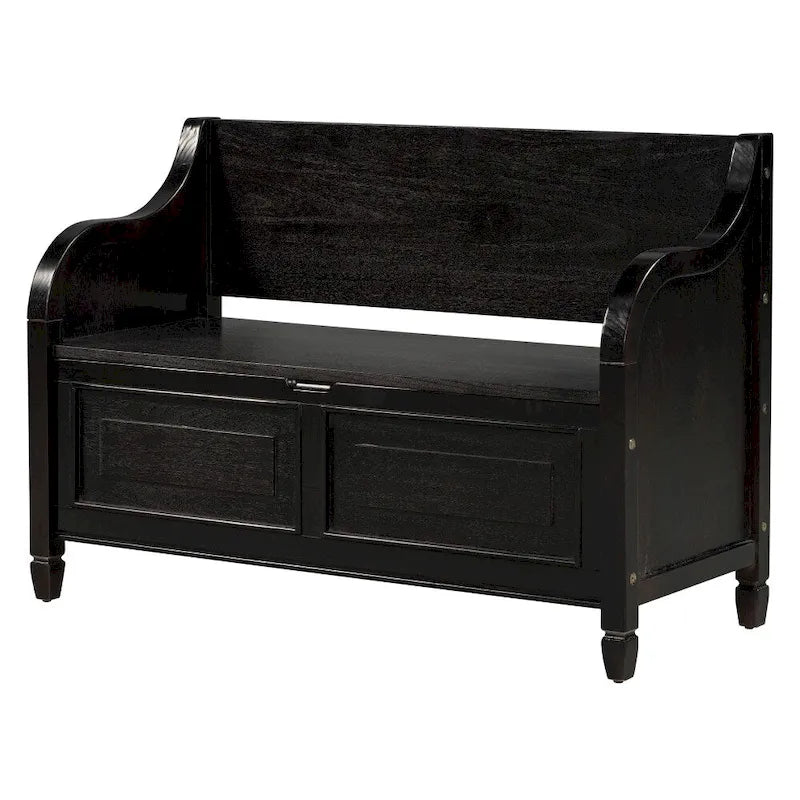 Banc de rangement multifonctionnel en bois massif, style rustique, pour entrée, 42 po