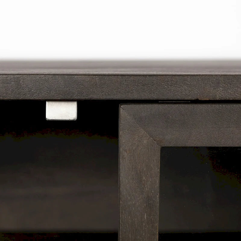 Vaisselier avec meuble bas à 4 portes vitrées en bois clair avec piètement en métal noir - 70,0L x 18,0l x 32,0H