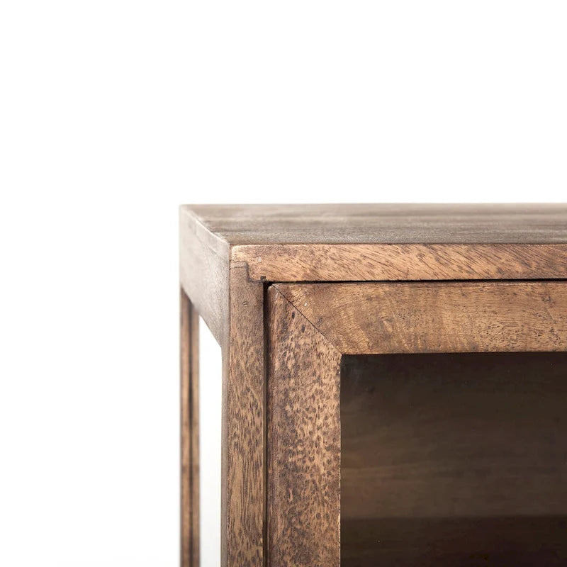 Vaisselier avec meuble bas à 4 portes vitrées en bois clair avec piètement en métal noir - 70,0L x 18,0l x 32,0H