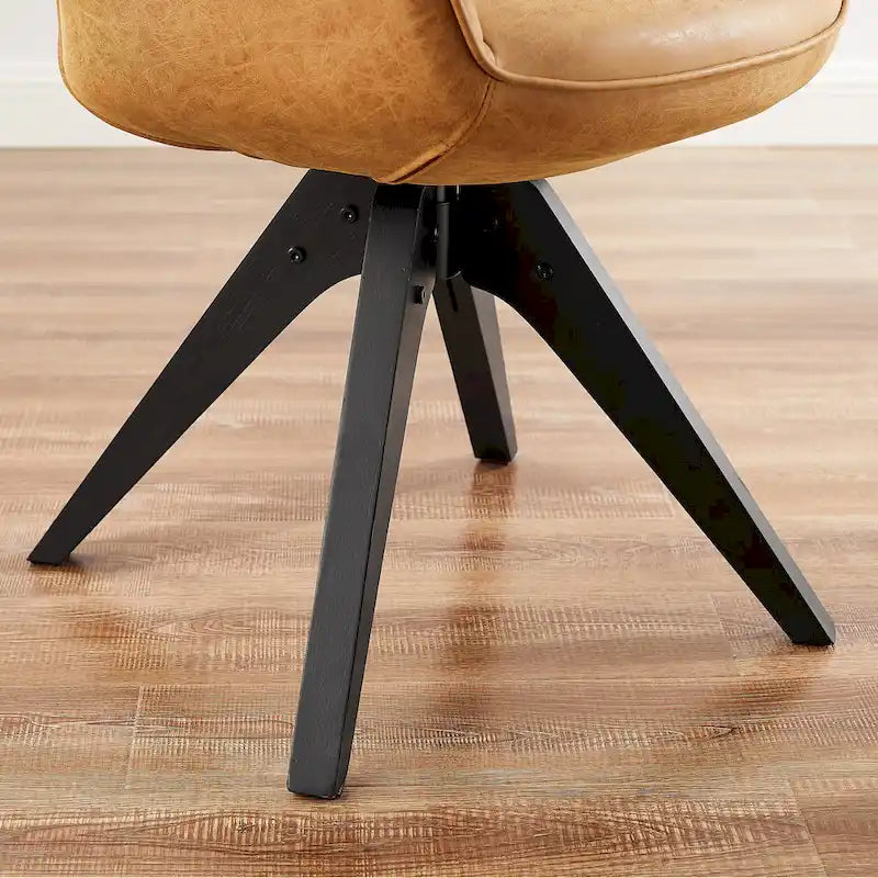 Modern Home Office Swivel Arm Accent Chair with Wood Legs