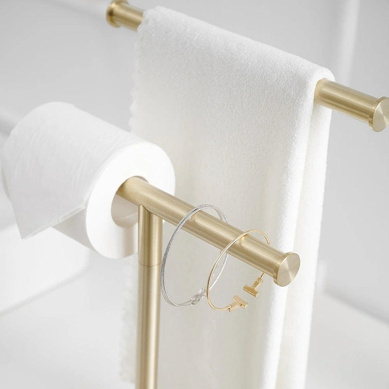 Barre de comptoir autoportante avec porte-serviettes double en T pour salle de bain et cuisine
