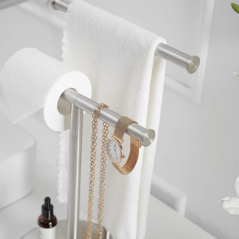 Barre de comptoir autoportante avec porte-serviettes double en T pour salle de bain et cuisine