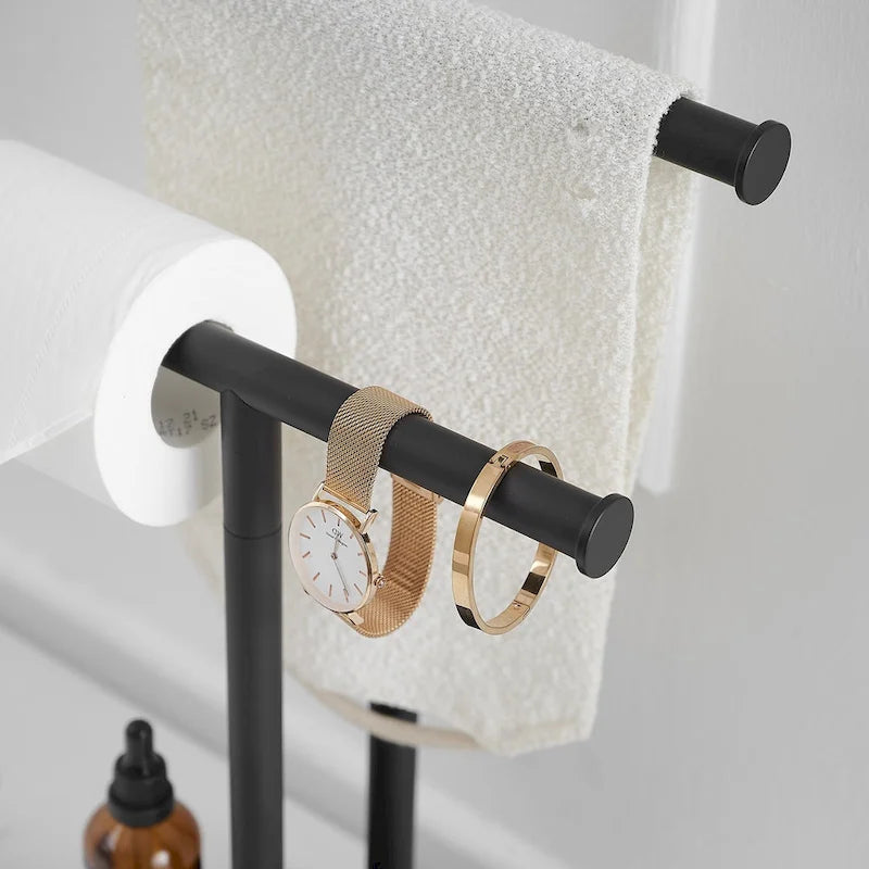 Barre de comptoir autoportante avec porte-serviettes double en T pour salle de bain et cuisine