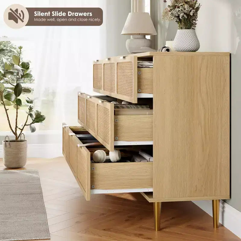 Rattan chest of drawers for the bedroom, large-capacity drawer cabinets for the wardrobe, suitable for the living room, hallway, and childrens room.