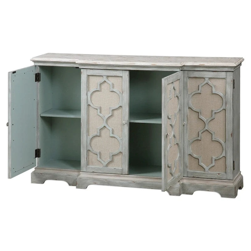Meuble bas 4 portes gris mer