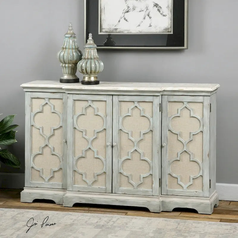Meuble bas 4 portes gris mer