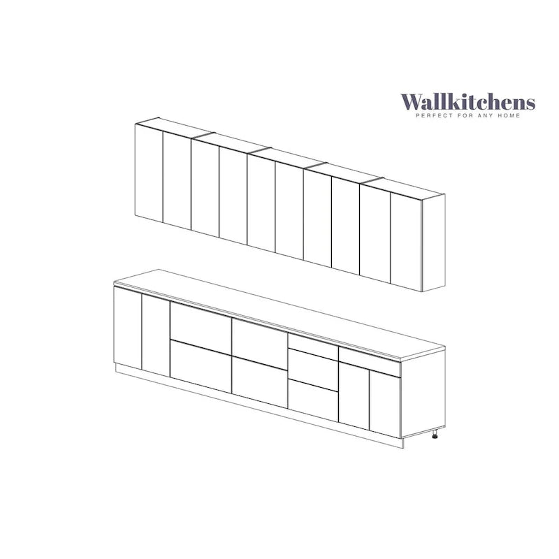 Modern Kitchen Cabinet Set ¨C 13 Ft Wide, 153x24, Multiple Colors