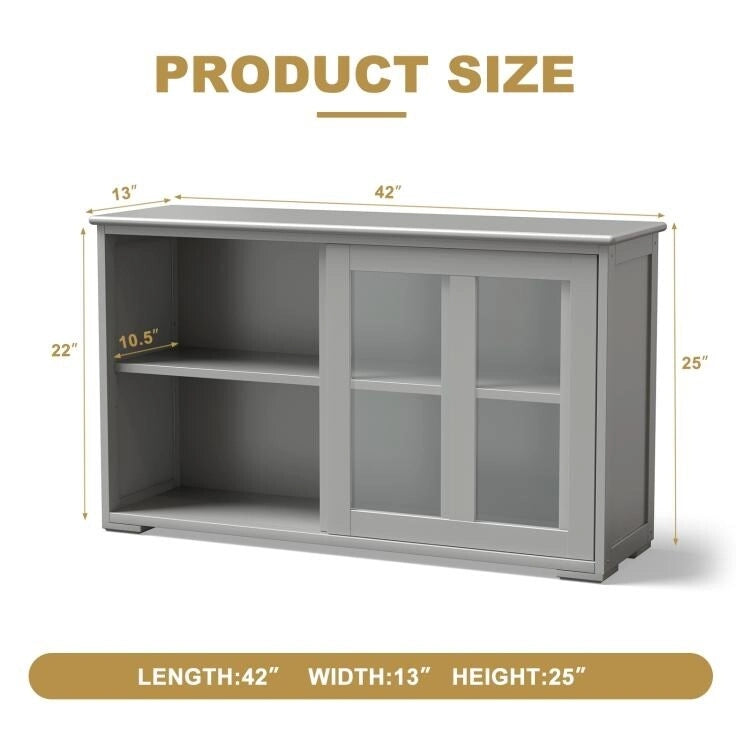 Buffet bas de rangement avec porte coulissante - 42 x 13.0 x 24.5 (L x l x H)