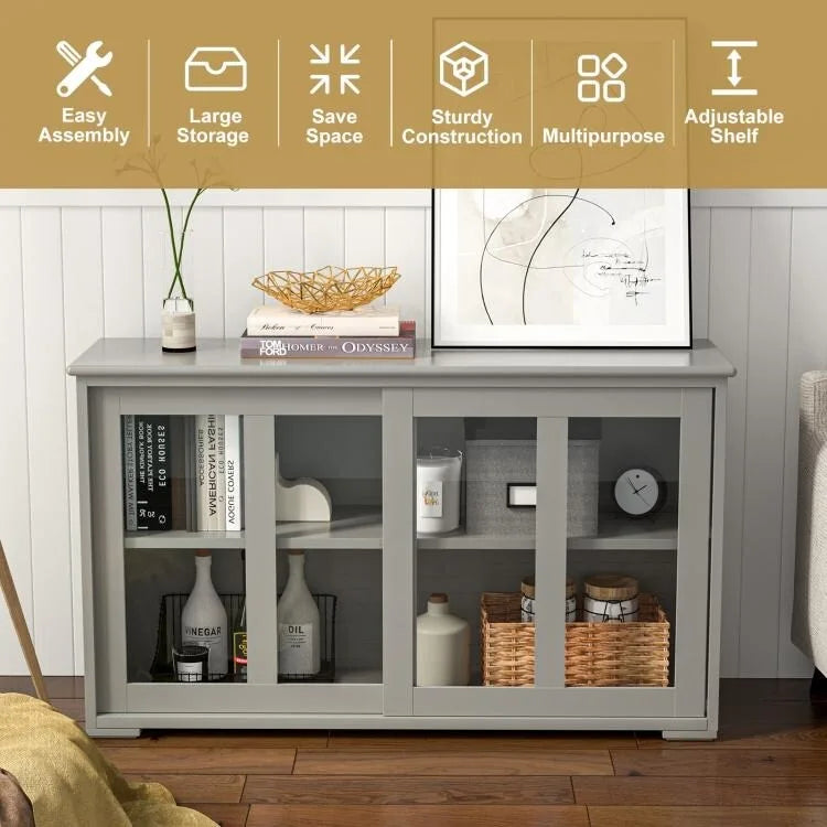 Buffet bas de rangement avec porte coulissante - 42 x 13.0 x 24.5 (L x l x H)