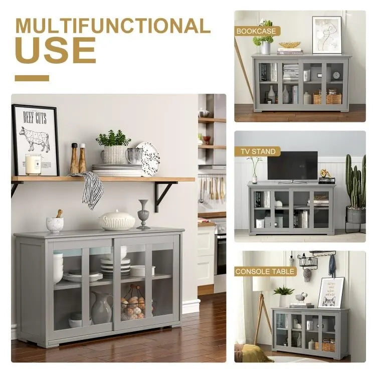 Buffet bas de rangement avec porte coulissante - 42 x 13.0 x 24.5 (L x l x H)