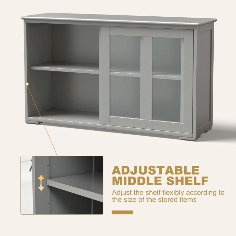 Buffet bas de rangement avec porte coulissante - 42 x 13.0 x 24.5 (L x l x H)