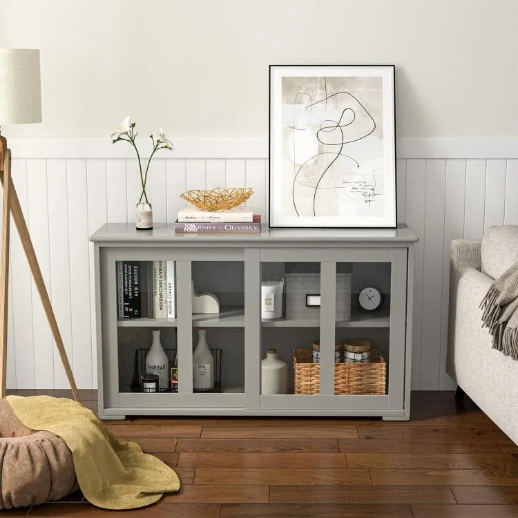 Buffet bas de rangement avec porte coulissante - 42 x 13.0 x 24.5 (L x l x H)