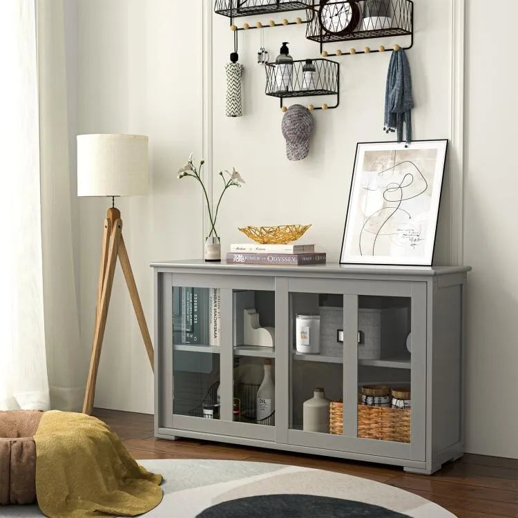 Buffet bas de rangement avec porte coulissante - 42 x 13.0 x 24.5 (L x l x H)