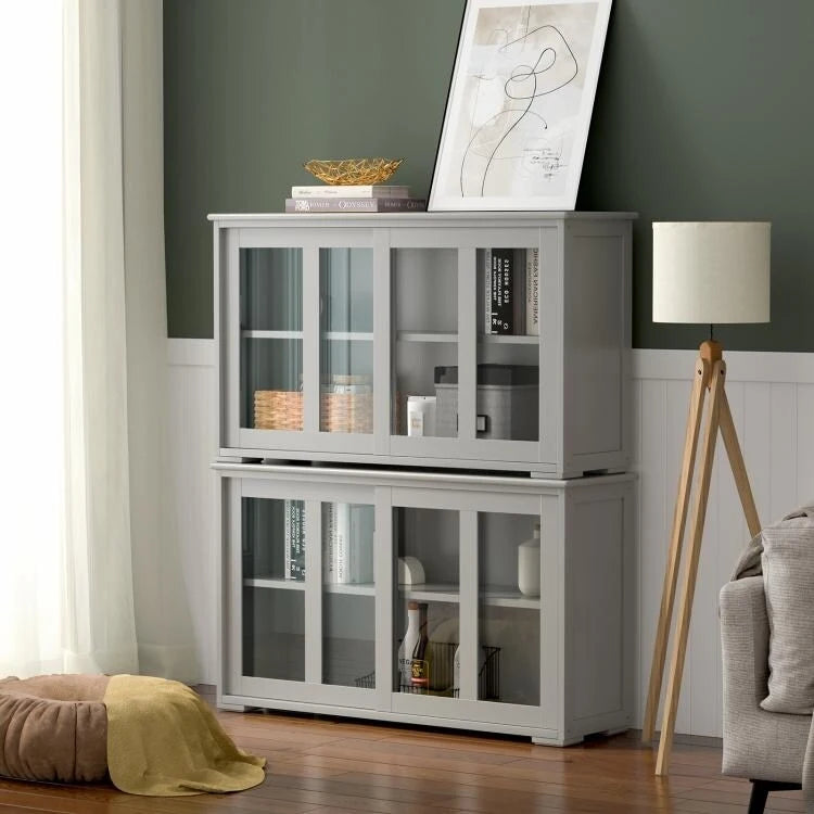Buffet bas de rangement avec porte coulissante - 42 x 13.0 x 24.5 (L x l x H)