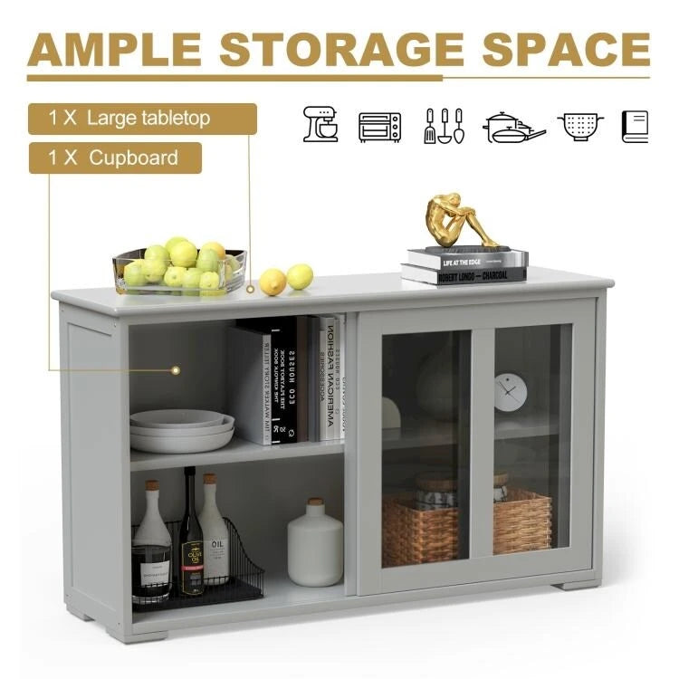 Buffet bas de rangement avec porte coulissante - 42 x 13.0 x 24.5 (L x l x H)