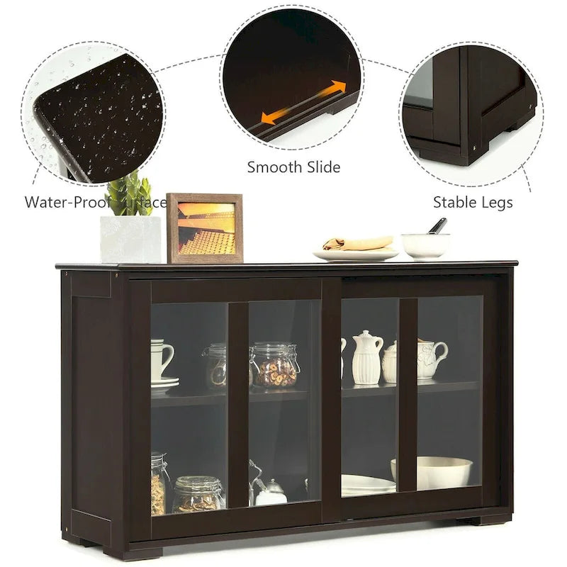 Buffet bas de rangement avec porte coulissante - 42 x 13.0 x 24.5 (L x l x H)